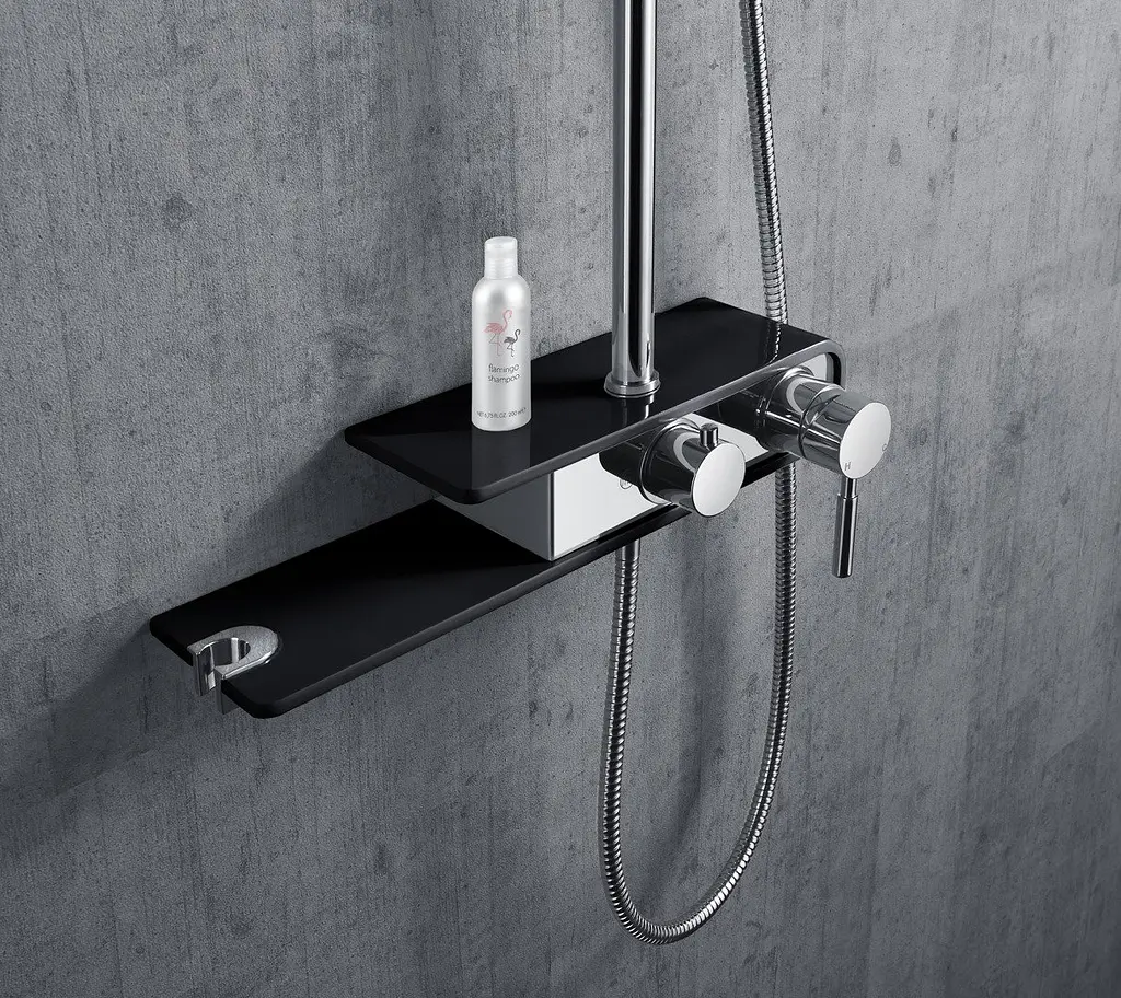 Душевая система Corsan Klar Fiber chrome black CMN002BL, Хром - фото 9
