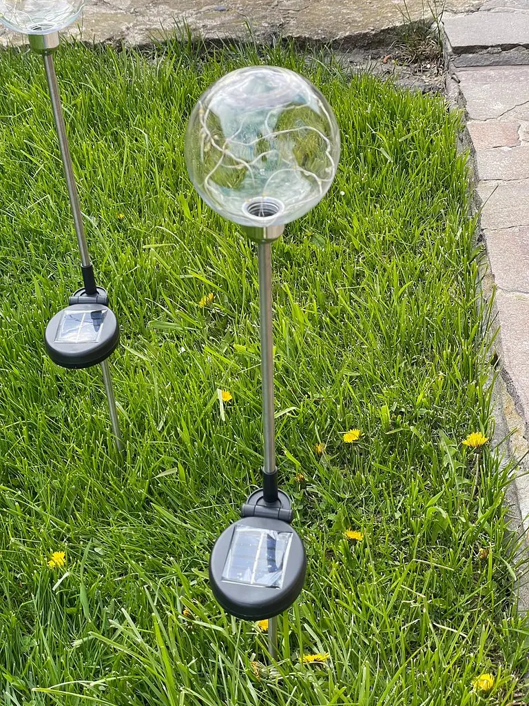 Садовий світильник 2 шт SunLamp 10501 на сонячній батареї куля 20см 20 LED тепло-біле світло - фото 6