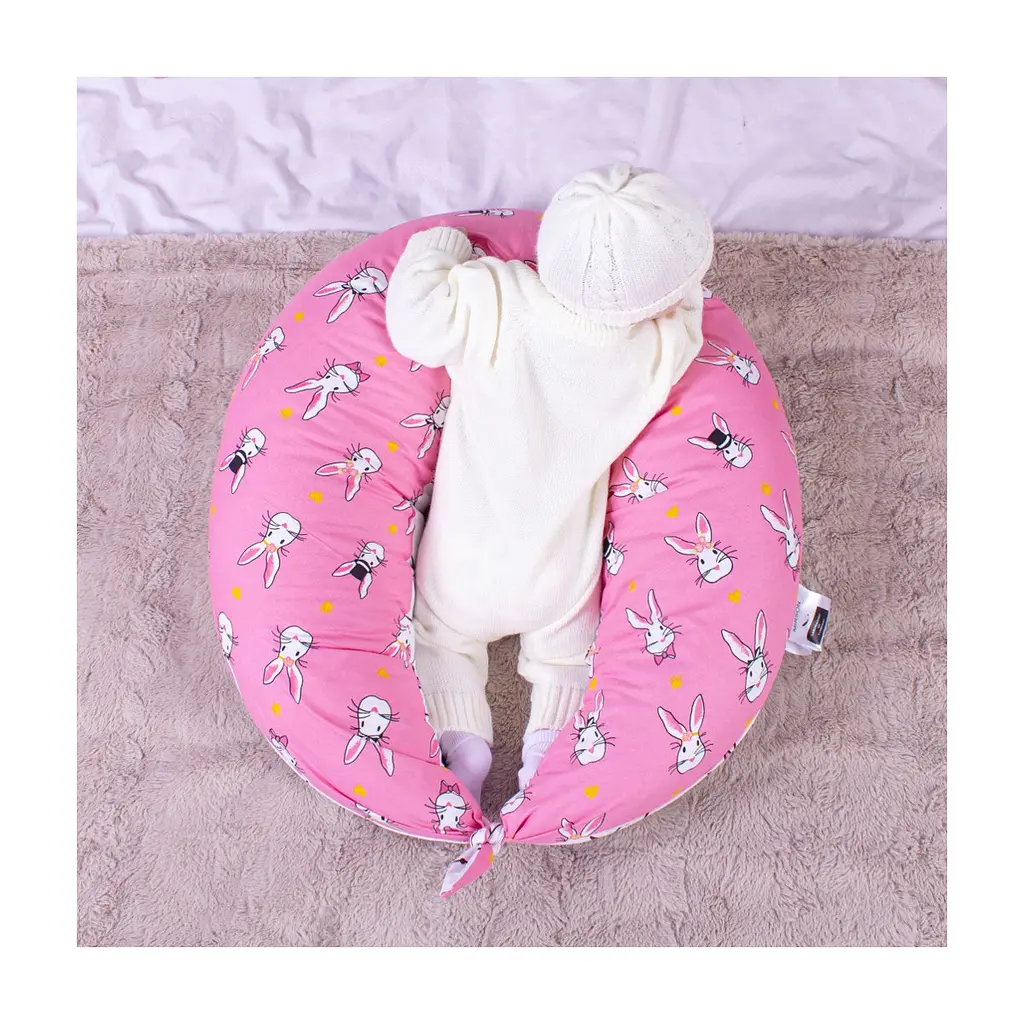 Подушка MirSon для вагітних та годування №8329 Print Line 17-0528 Bunnies pink Бязь 30х170х20 см (2200006200543) - фото 8