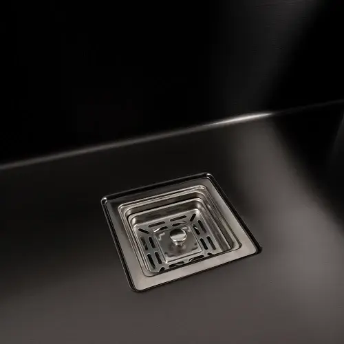Кухонная мойка Platinum Handmade HSB из нержавеющей стали 1.2 мм квадратный сифон 70x50x23 см черная - фото 5