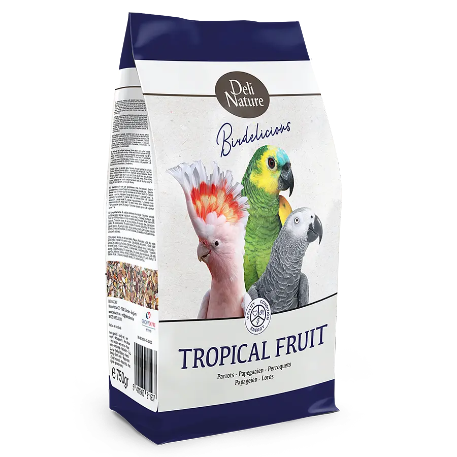 Додатковий корм для середніх та великих папуг з тропічними фруктами Deli Nature Birdelicious 750 г