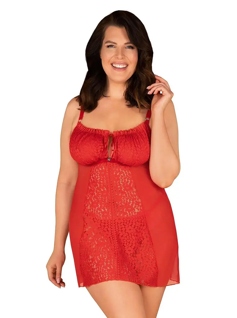 Комплект білизни Obsessive Blossmina, 6XL/7XL (червоний)