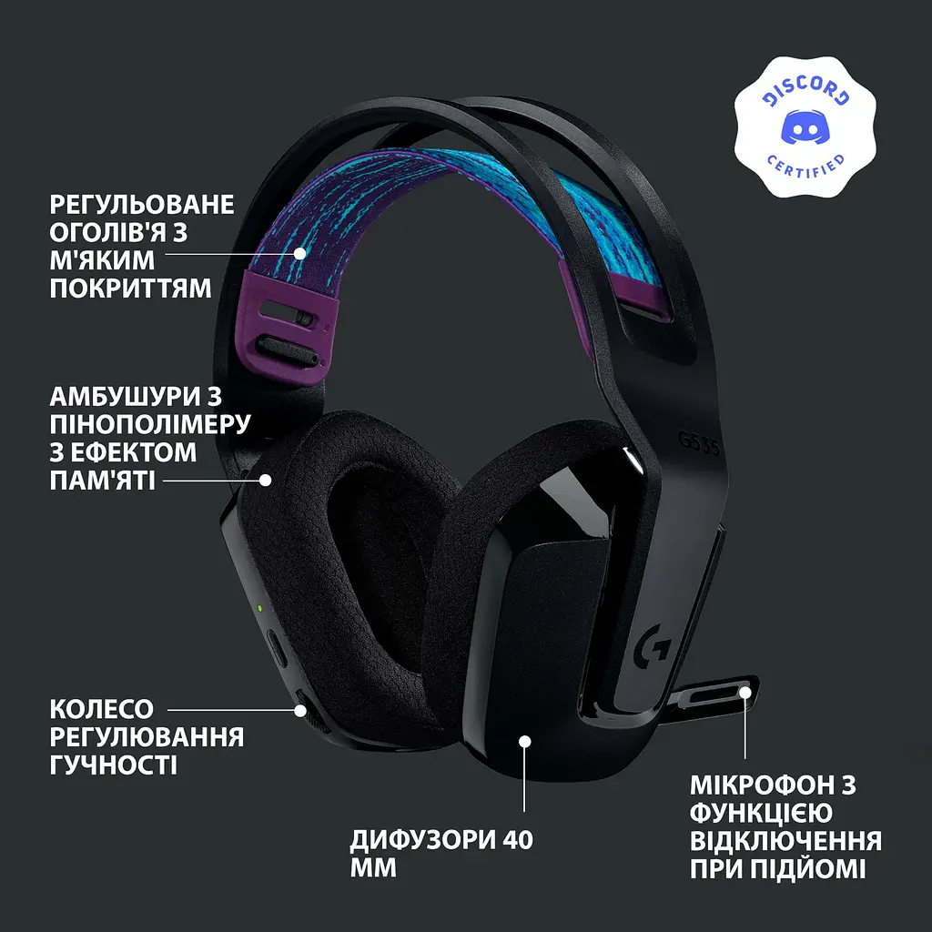 Навушники Logitech G535 Lightspeed Wireless Black (981-000972) - фото 6