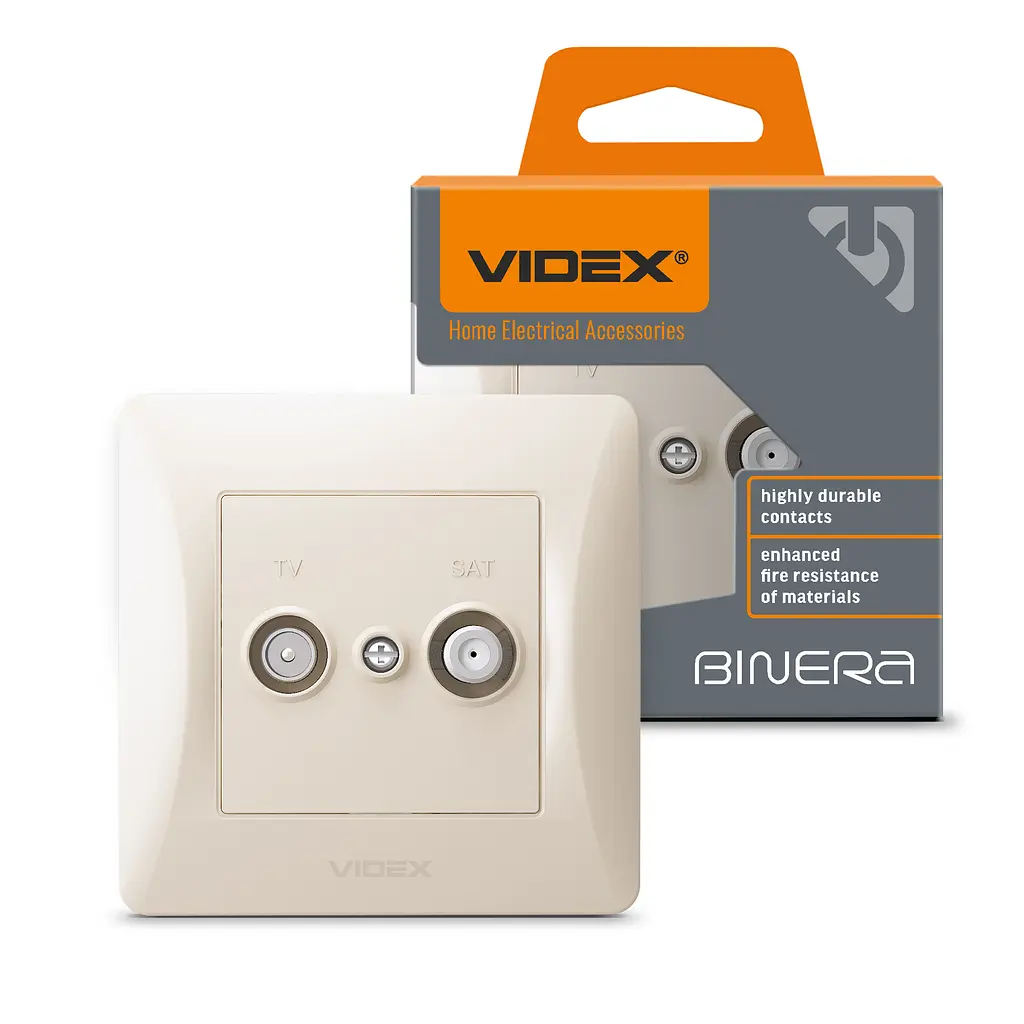 Розетка TV+SAT кінцева кремова VIDEX BINERA VIDEX (24703-000)