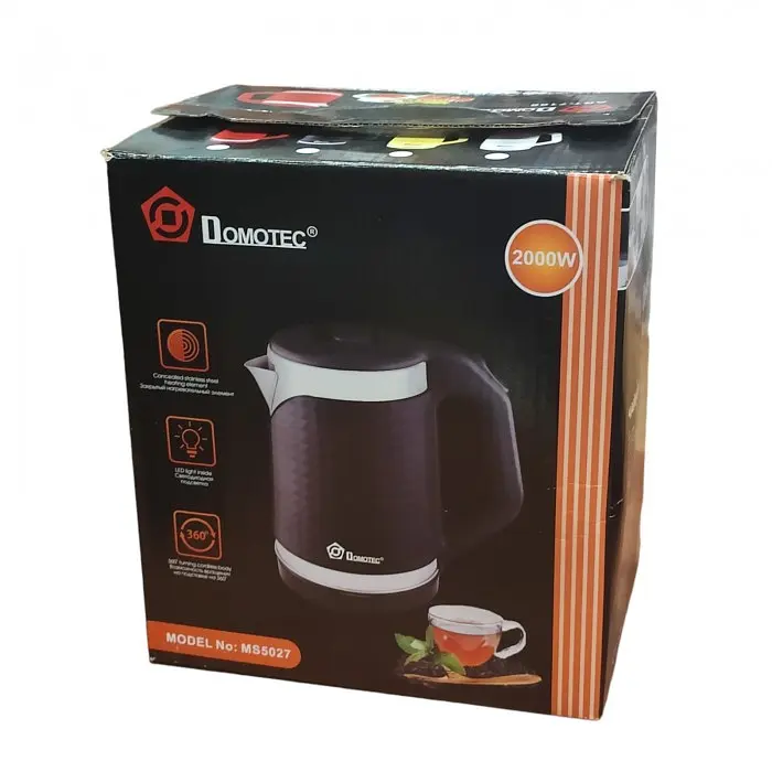 Електричний чайник дисковий жовтий 2 літри Domotec MS-5027 2000W - фото 5