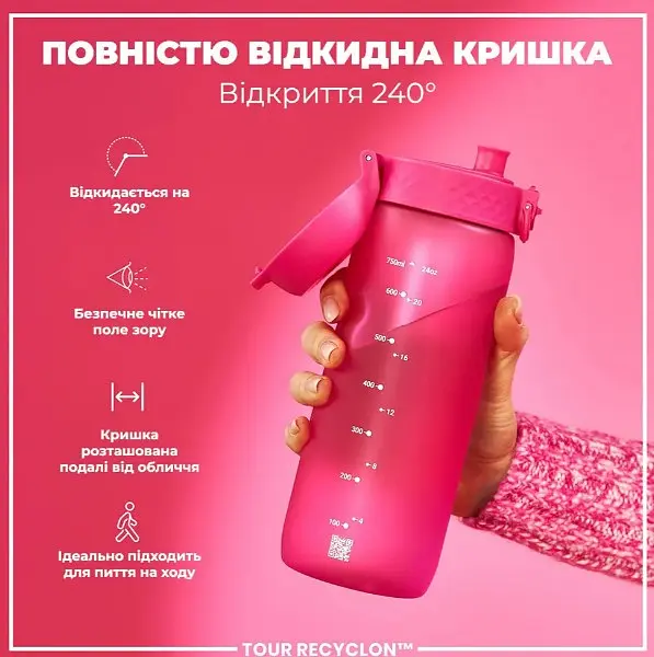 Бутылка для воды ION8 750 мл (ЭКО бутылка) BPA Free Pink (I8RF750PIN) - фото 3