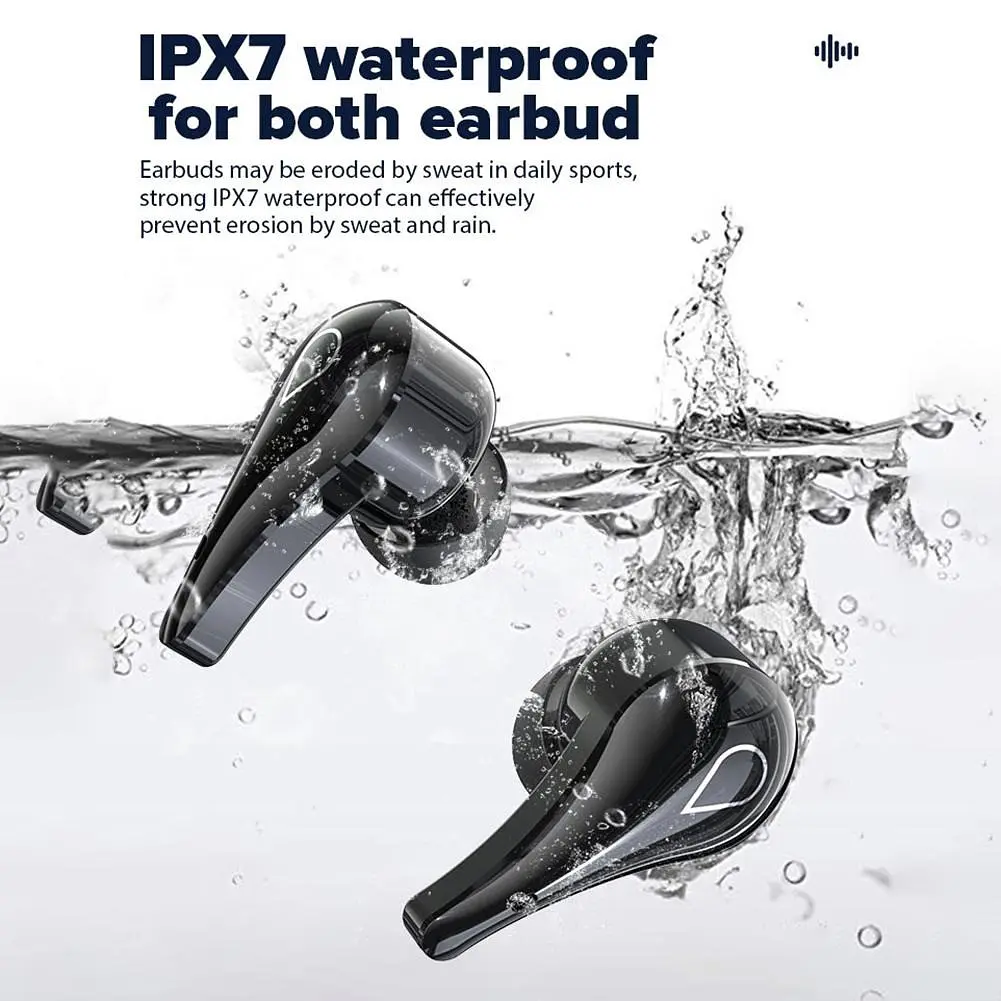 Беспроводные Bluetooth наушники TWS H3S, с индикатором зарядка, сенсорами, и водонепроницаемым корпусом Черный - фото 7