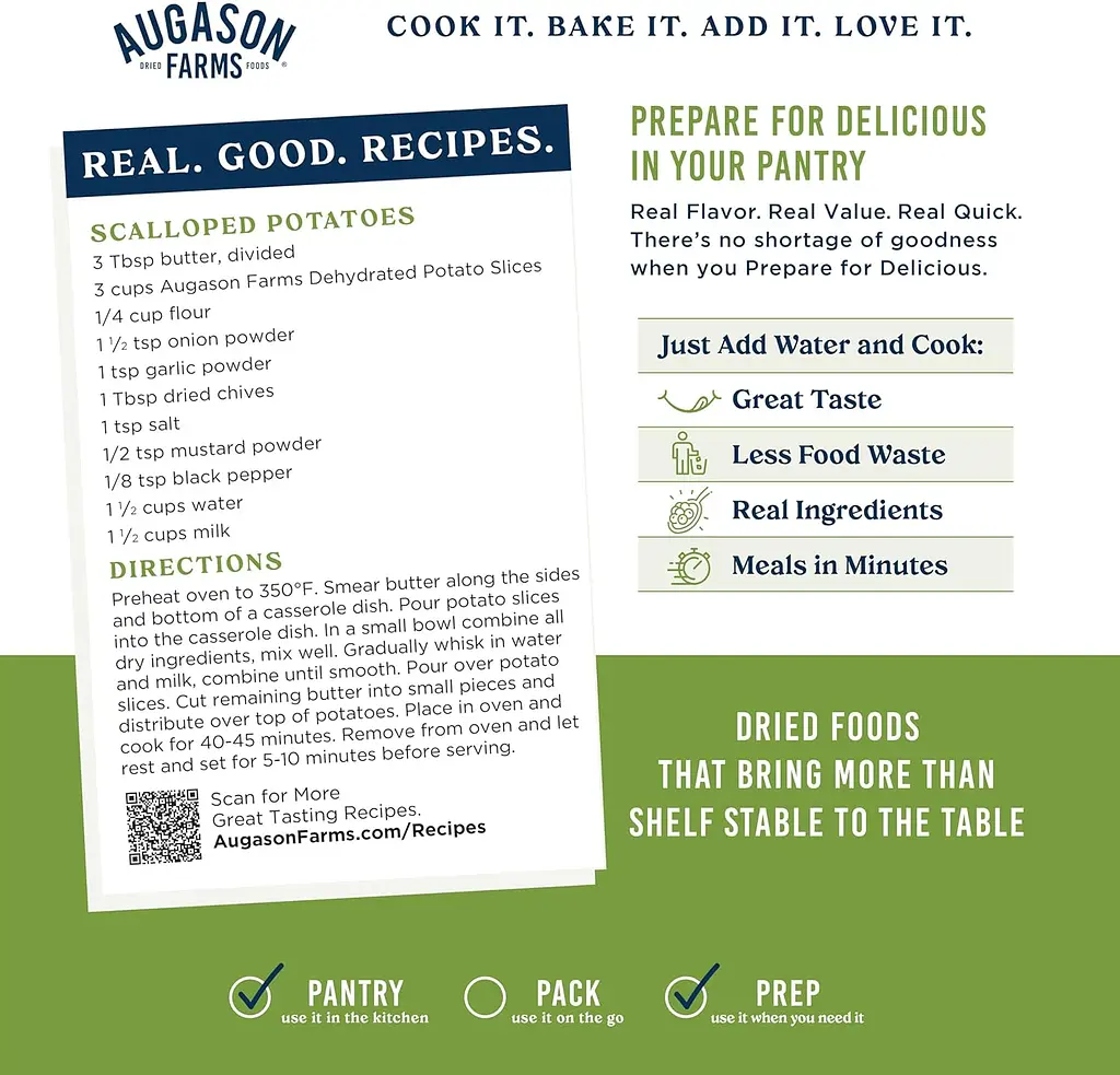 Сублімована нарізана картопля з великим терміном придатності 25 років Augason Farms, 15 порцій (101200) - фото 3