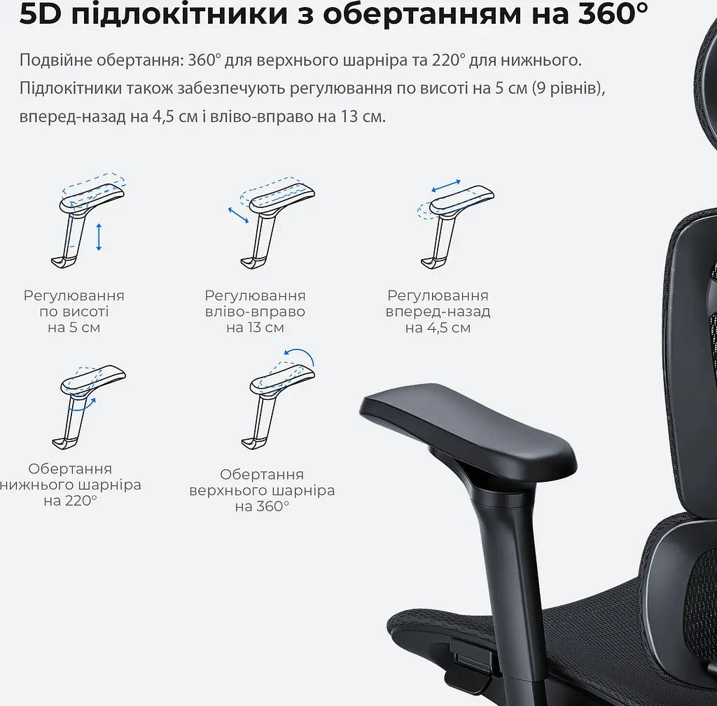 Крісло для геймерів Anda Seat X-Air Pro Size XL Mesh Gray Twilight (AD-WY-01-GGSP-G01) - фото 10