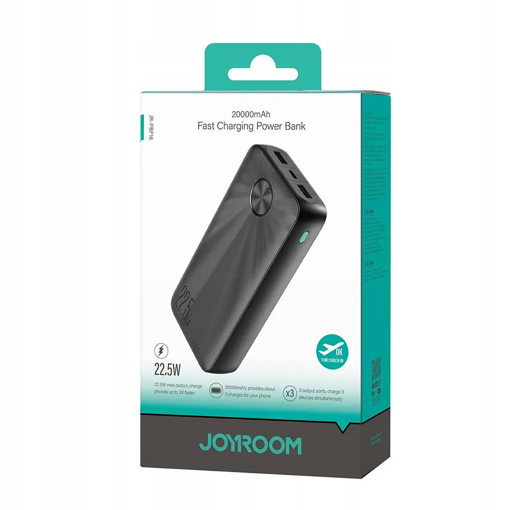 УМБ Joyroom JR-PBF16 20000mAh QC+PD 22,5W Black (6956116717360) - фото 7