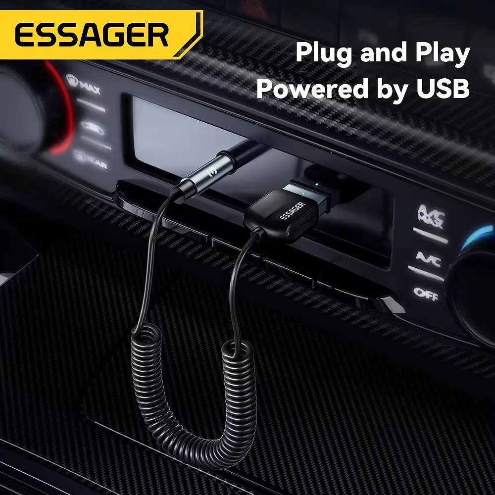 Bluetooth-адаптер Essager Bluetooth 5.0 автомобільний приймач AUX з мікрофоном (EBT-YH01-P) - фото 5