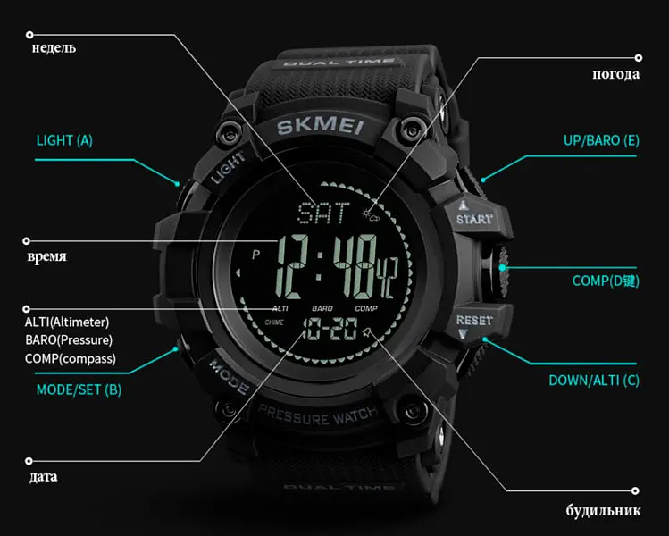 Часы Smart Skmei Processor с шагомером и барометром - фото 10