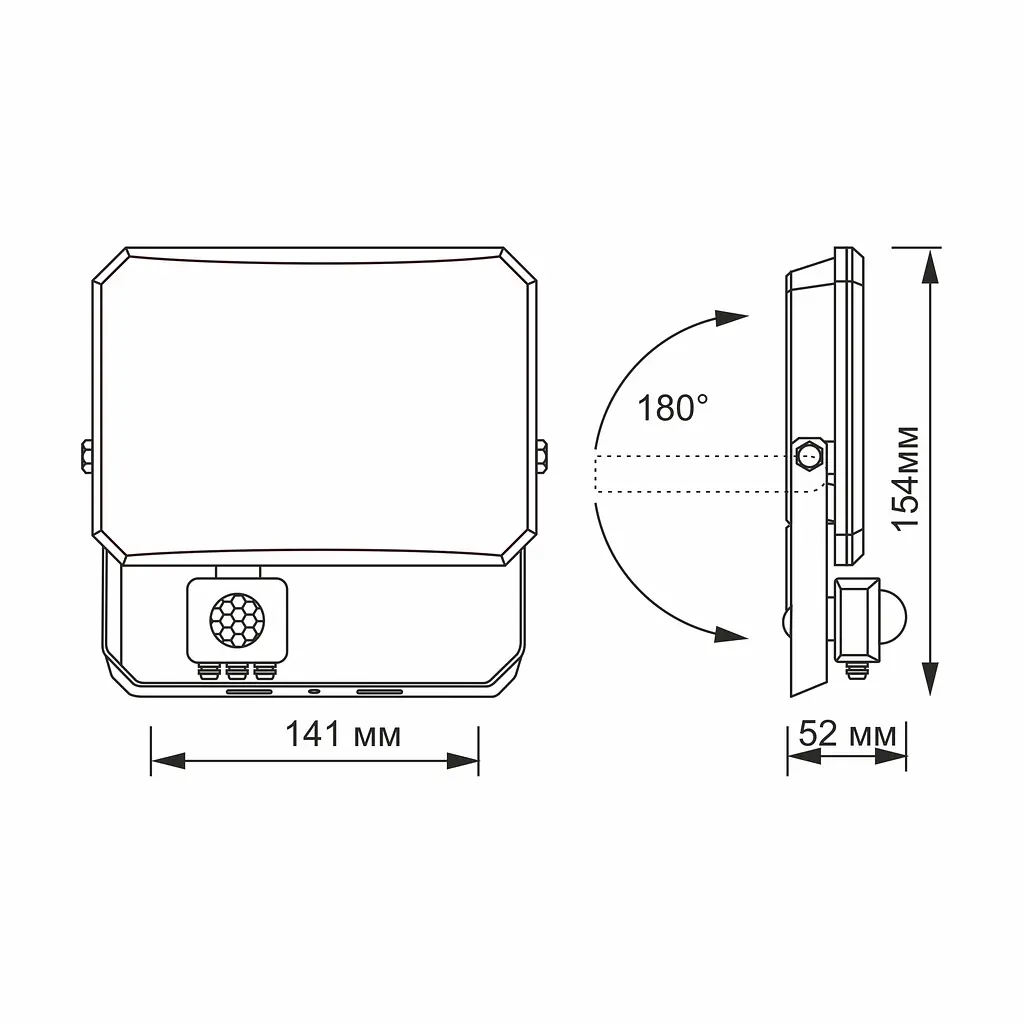 LED прожектор Videx F3, 30W 5000K з датчиком руху 220V Black (VLE-F3-0305B-S) (27717-000) - фото 6