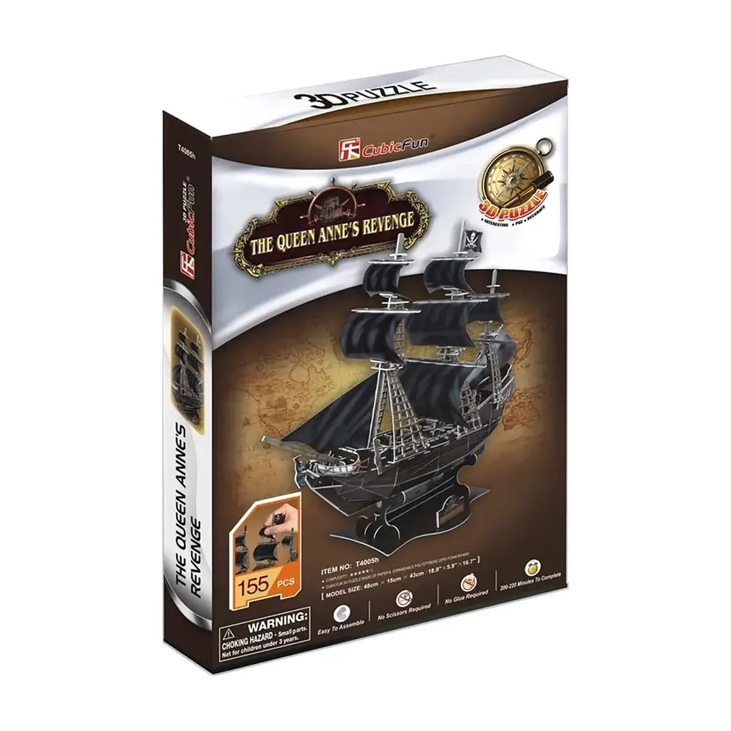 Пазл Cubic Fun 3D Корабель Чорної Бороди Помста Королеви Анн (T4005h)