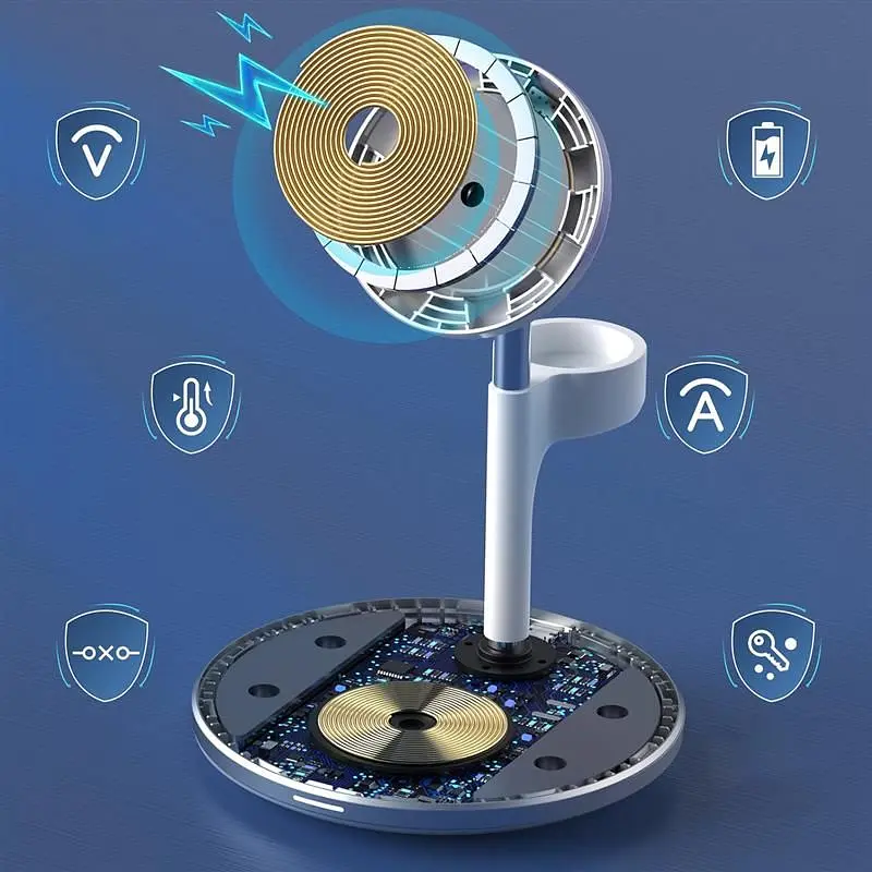 Магнітний бездротовий зарядний пристрій Choetech 3in1 Magnetic wireless charger station for iPhone (T586-F) - фото 2
