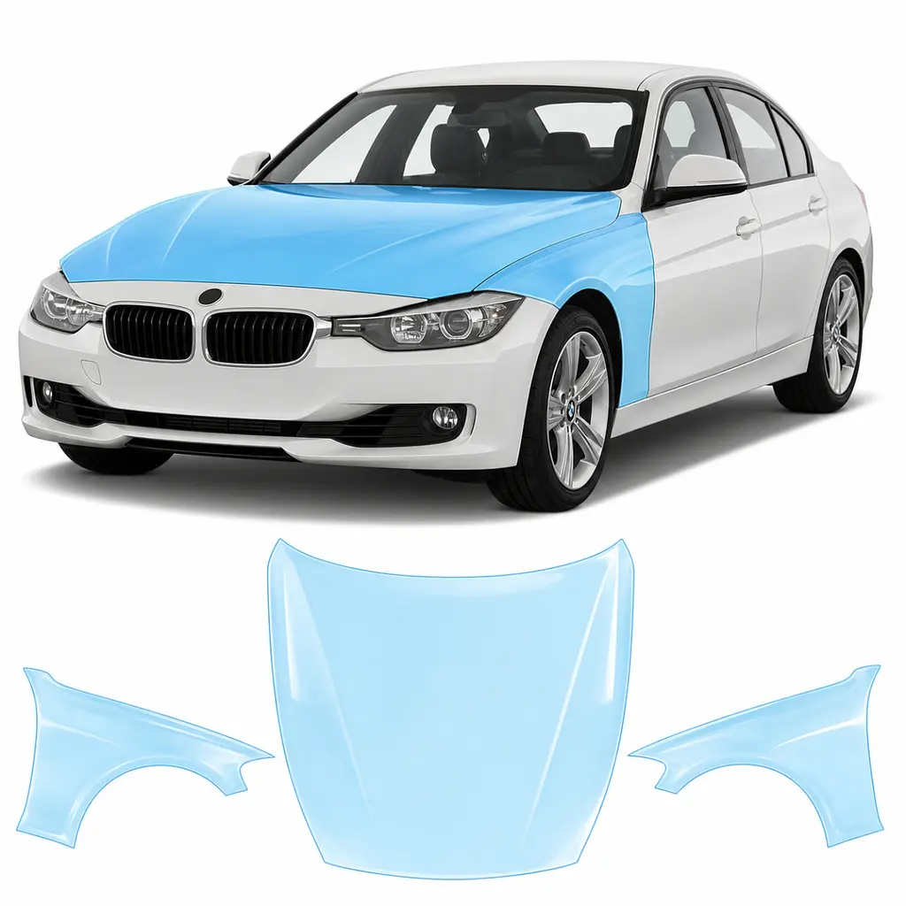 Антигравійна захисна бронеплівка за лекалами для BMW 3 Series F30 2012-2015 - капот і передні крила