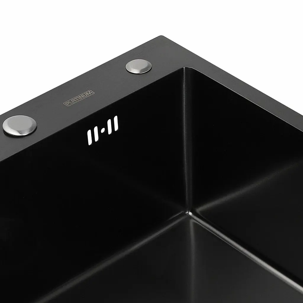 Кухонна мийка Platinum Handmade 50x50 PVD чорна (сифон круглий чорний 3.0/0.8) - фото 5