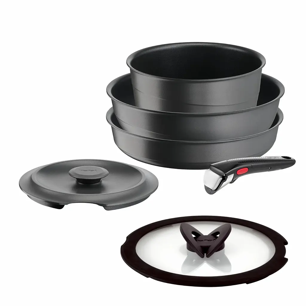 Tefal Набір посуду Tefal Ingenio Inspiration, 6предметів, алюміній, скло, бакеліт, чорний