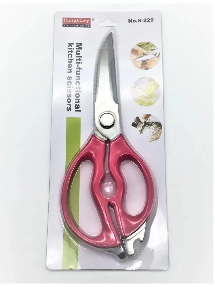 Багатофункціональні кухонні ножиці 3в1 King Gary S‑229 з горіхоколом та відкривалкою 24,5см товщина 2мм Червоний - фото 3