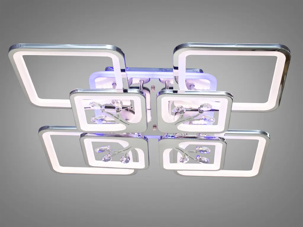 Стельова LED-люстра Diasha 8157/4+4HR 190W, 60x60x12 см, 3 кольори світла, диммер, пульт - фото 4
