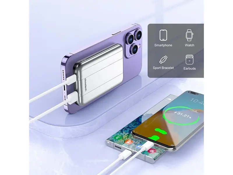 Зовнішній акумулятор (Power Bank) Choetech B655 MagSafe 5000 mAh Silver (6932112104779) - фото 7