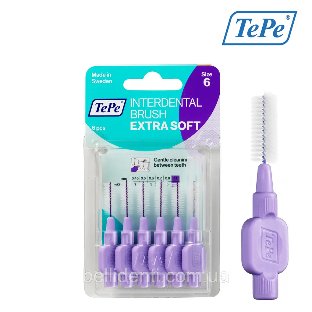 Міжзубна щітка TePe Extra Soft фіолетолва (1.1мм), 6 шт - фото 2