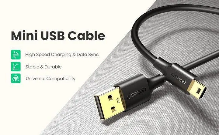 Кабель Ugreen US132 USB 2.0 A Male to Mini 5Pin Male 1 м чорний (10355) - фото 3