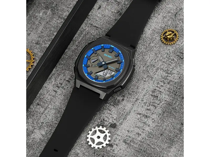 Чоловічий наручний годинник 2091BKBUWT Black-Blue-White Skmei acs0030300 - фото 5