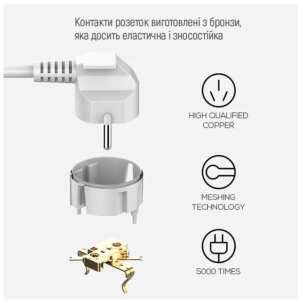 Мережевий фільтр живлення ColorWay CW-CHE64PDW, 6 розеток/4USB 2M (CW-CHE64PDW) - фото 2