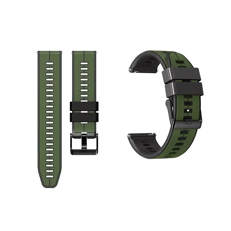 Ремінець силіконовий Tamister для годинника 22 мм хакі з чорним для Xiaomi Watch S1/S2/S3 - фото 3