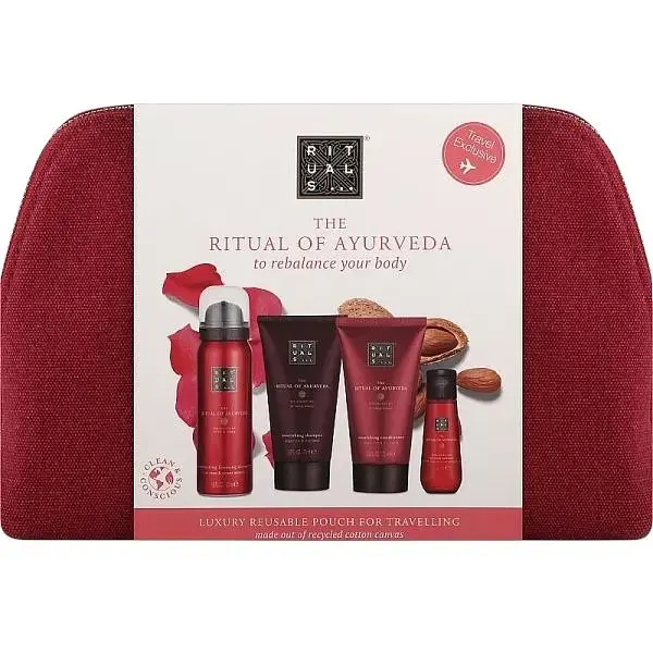 Набор для женщин Rituals The Ritual of Ayurveda: шампунь 70 мл + кондиционер для волос 70 мл + гель-пенка для душа 50 мл + сухое масло для тела и волос 30 мл (8719134165838) - фото 3