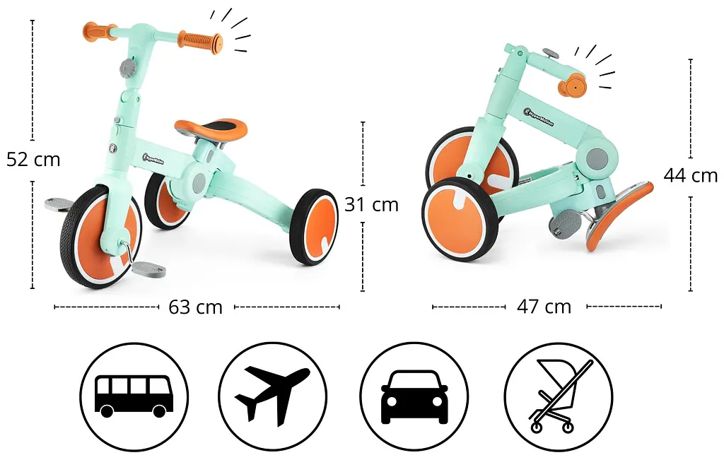 Дитячий триколісний велосипед HyperMotion Tobi Rocket з батьківською ручкою 17 см 20 см pink (TOBI ROCKET HYP PINK) - фото 2