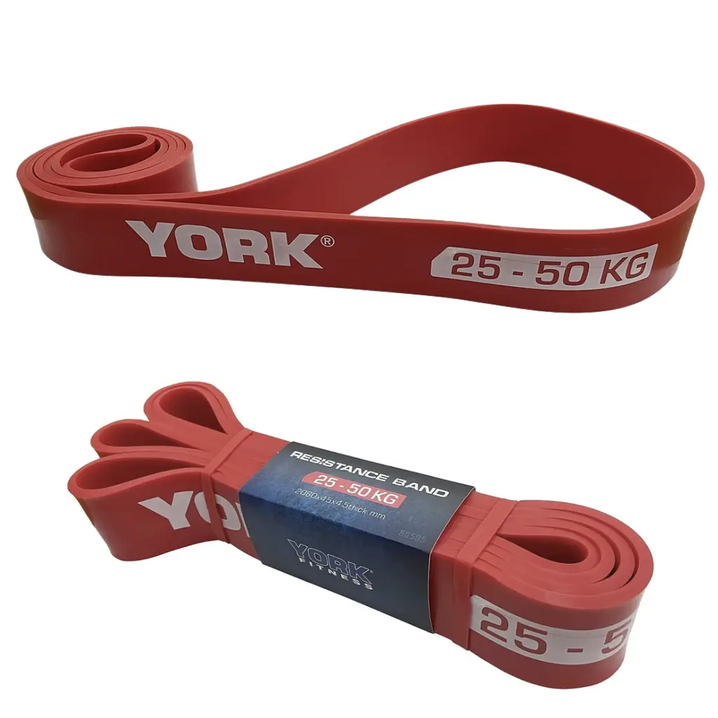 Резинка для фітнесу York 25-50кг - 2080x45x4,5 мм, червоний - фото 5