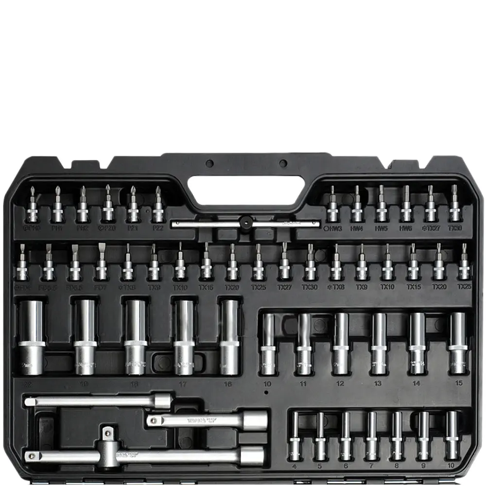 Набор торцевых головок Yato квадрат 1/2", 3/8", 1/4" с инструментами отверточные насадки 173 шт. (YT-38931) - фото 7