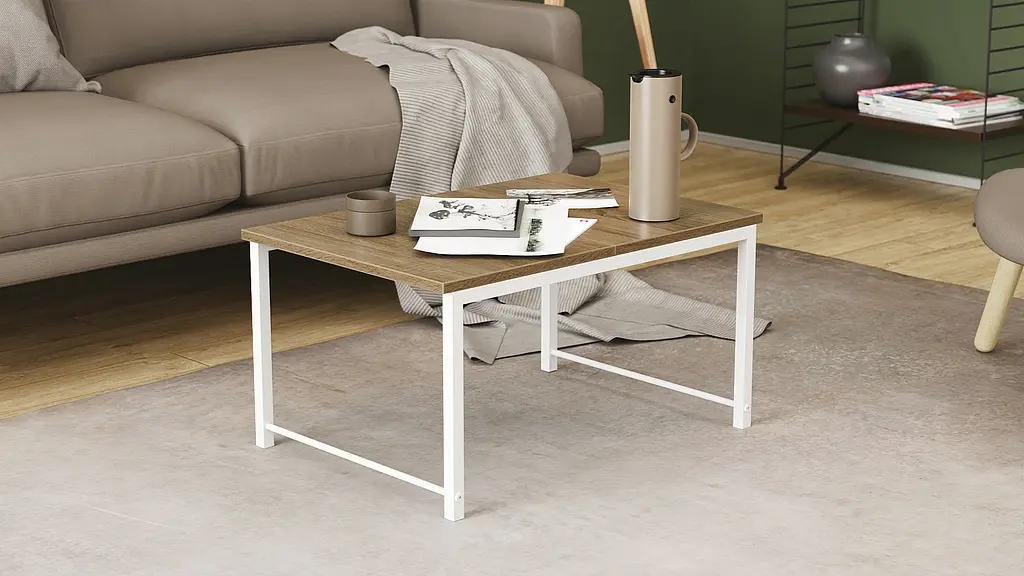 Стіл журнальний приставний Террі Комбо Ferrum-decor 345x662x440 Білий метал ДСП Дуб Сонома Трюфель 16 мм (FRD-105147) - фото 3