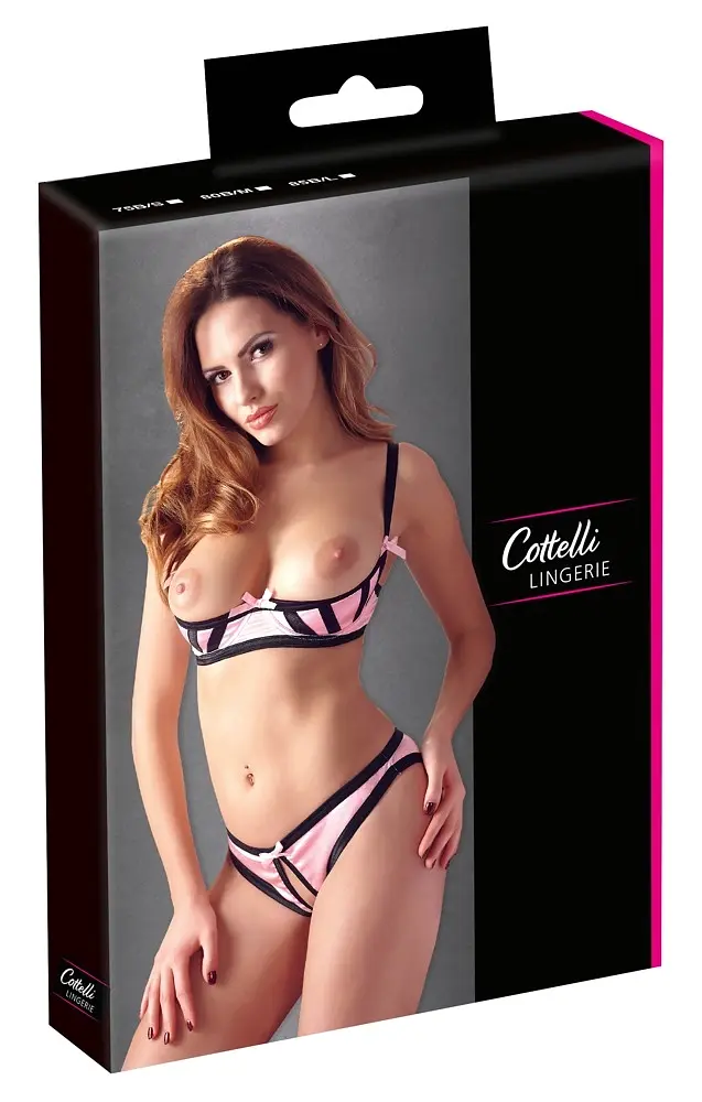 Комплект білизни Cottelli Lingerie Shelf Bra Set, 80B/M (рожевий) - фото 2