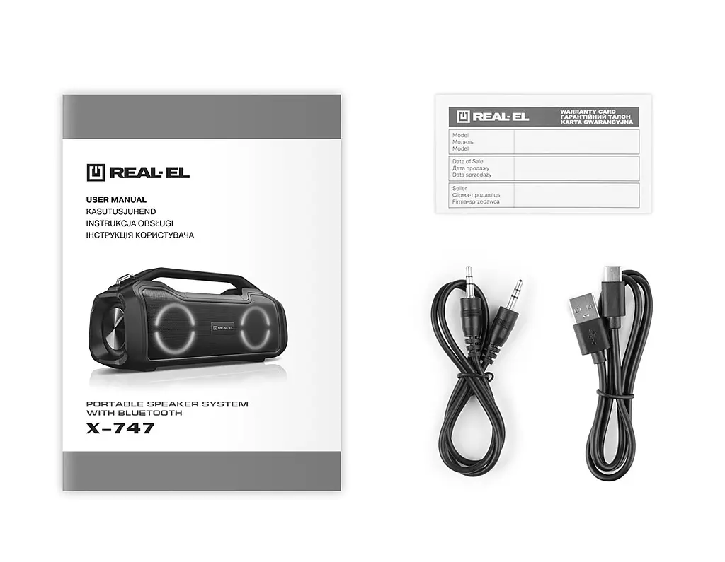 Портативная колонка бумбокс REAL-EL X747 Black - фото 8