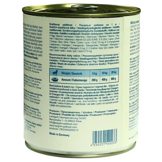 Вологий корм для дорослих собак Isegrim Adult Trout Форель з пастернаком, журавлиною і травами 800 г - фото 4