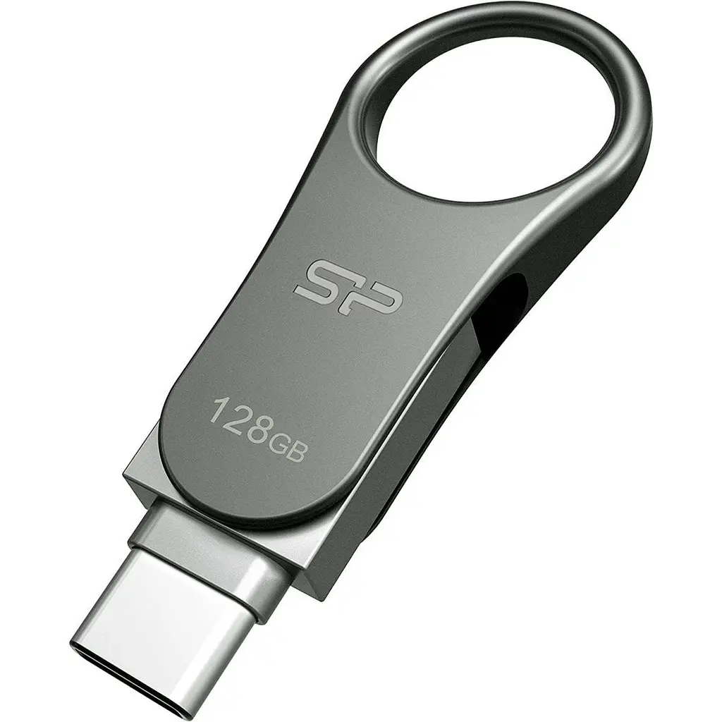 USB флеш-накопичувач Silicon Power Mobile C80 128GB USB-A + USB-C 3.2 Silver (SP128GBUC3C80V1S) [134979] - фото 3