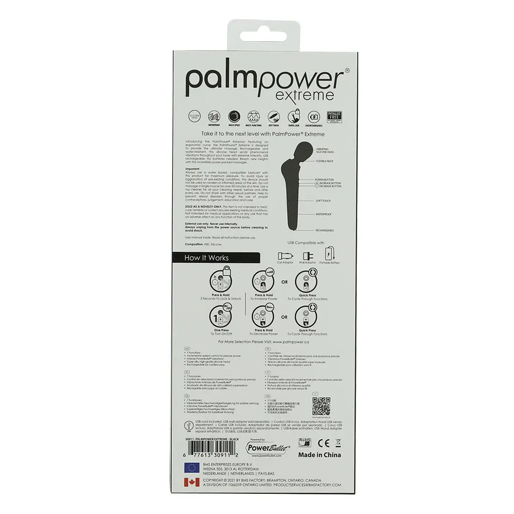 Потужний вібромасажер PalmPower Extreme - Black, 7 режимів, гнучка головка, перезаряджуваний - фото 7