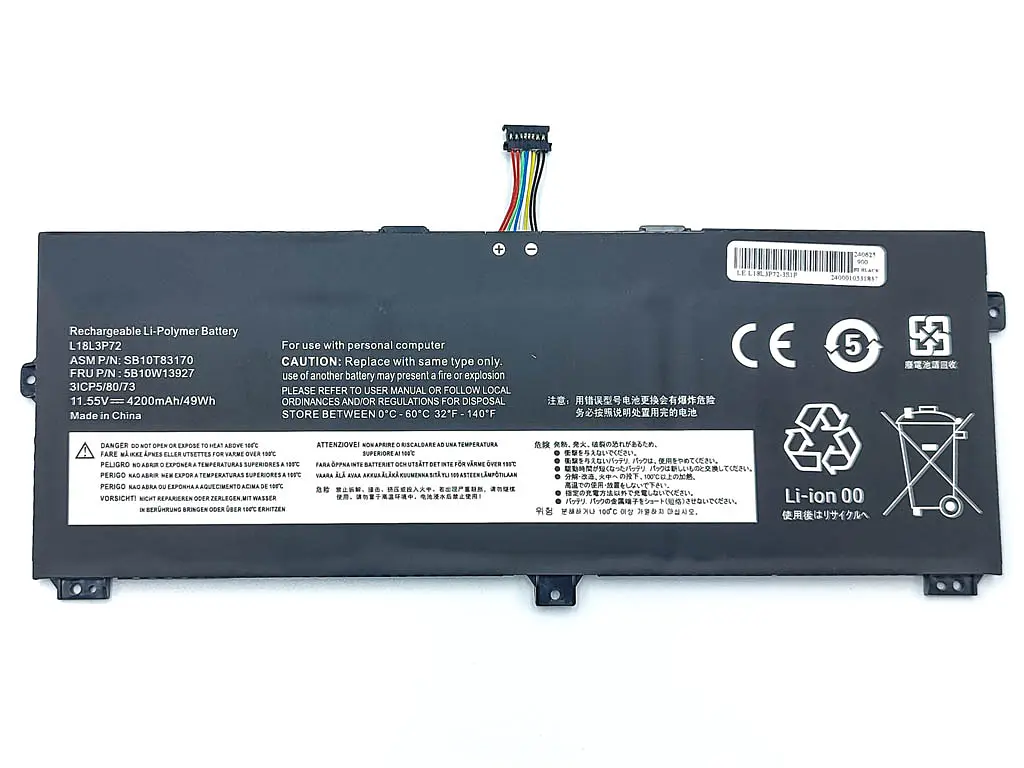 Акумулятор L18L3P72 для Lenovo ThinkPad X390 Yoga X13 (L18M3P72 SB10T83170) (11.55V 4200 mAh 48Wh) - фото 2