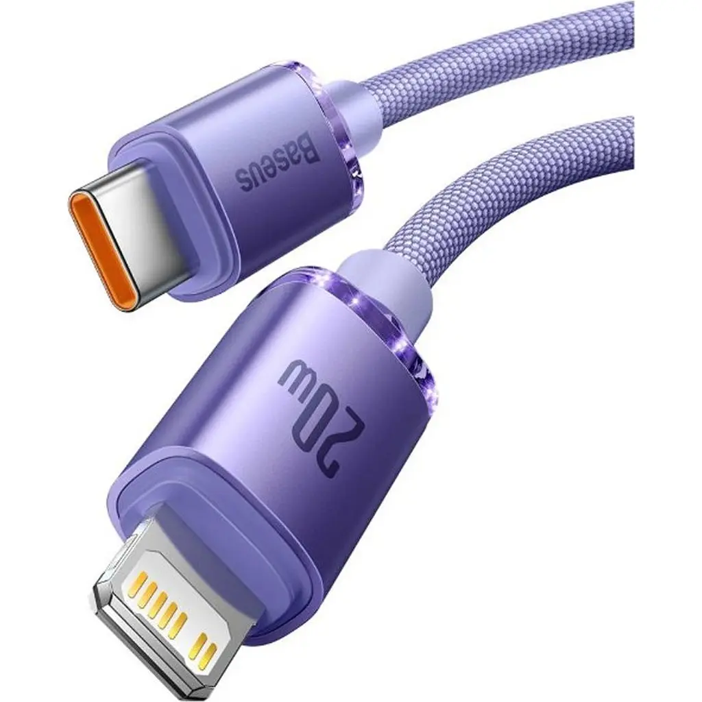 Кабель Baseus Crystal Shine Series USB-C to Lightning 20W 1.2m Purple (CAJY000205) [169543] - фото 2