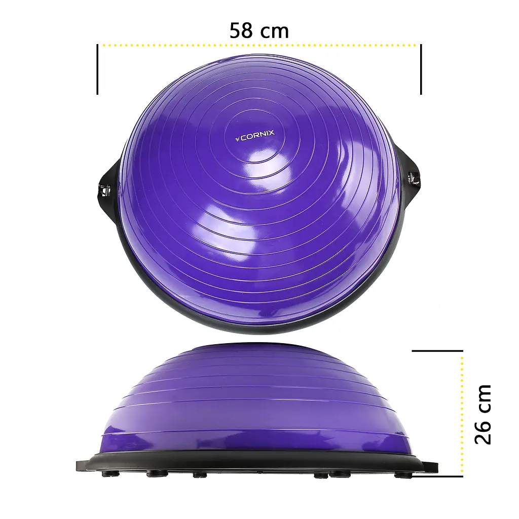 Балансувальна платформа (півсфера) Cornix Bosu Ball 58 см з еспандерами Violet XR-0454 - фото 4