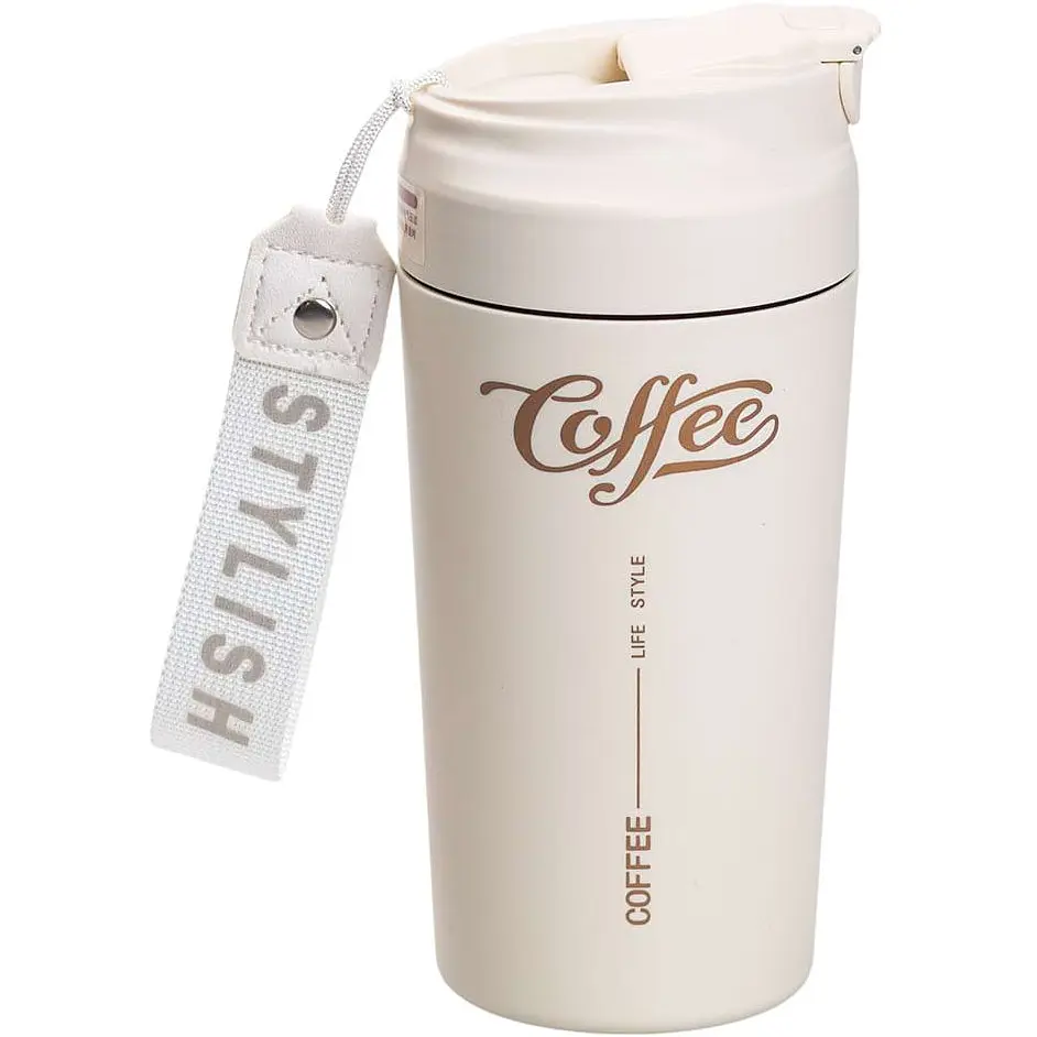 Термочашка Coffee 480 мл з керамічною колбою, бежевий Yiwu HP-14-14BE - фото 2
