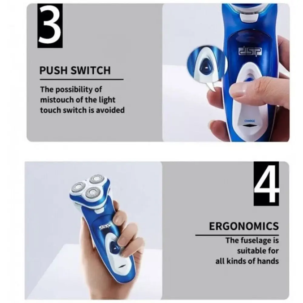 Электробритва роторная XPRO DSP 60081 для влажного и сухого бритья бело-синяя (41476-60081_517) - фото 4