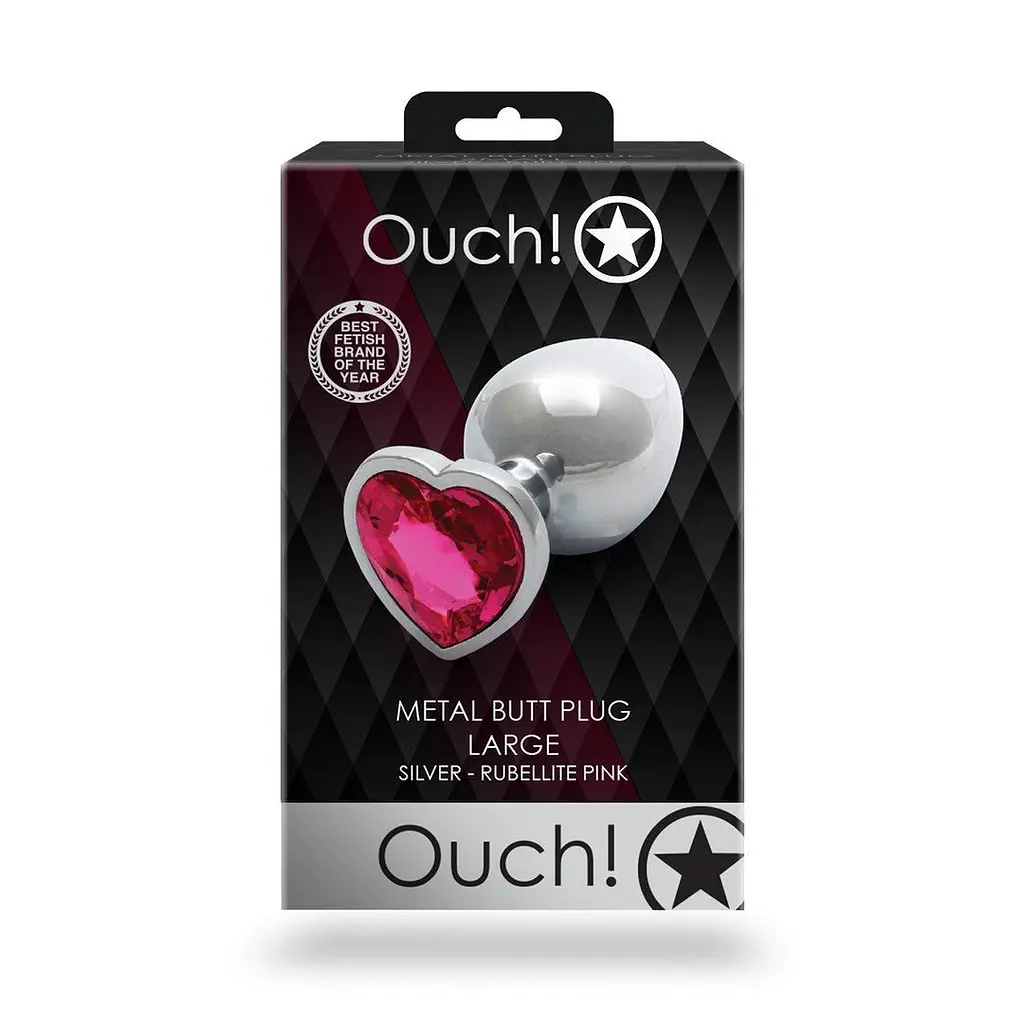 Анальна пробка Ouch! Heart Gem Butt Plug Large, 9.3 см (сріблястий) - фото 8