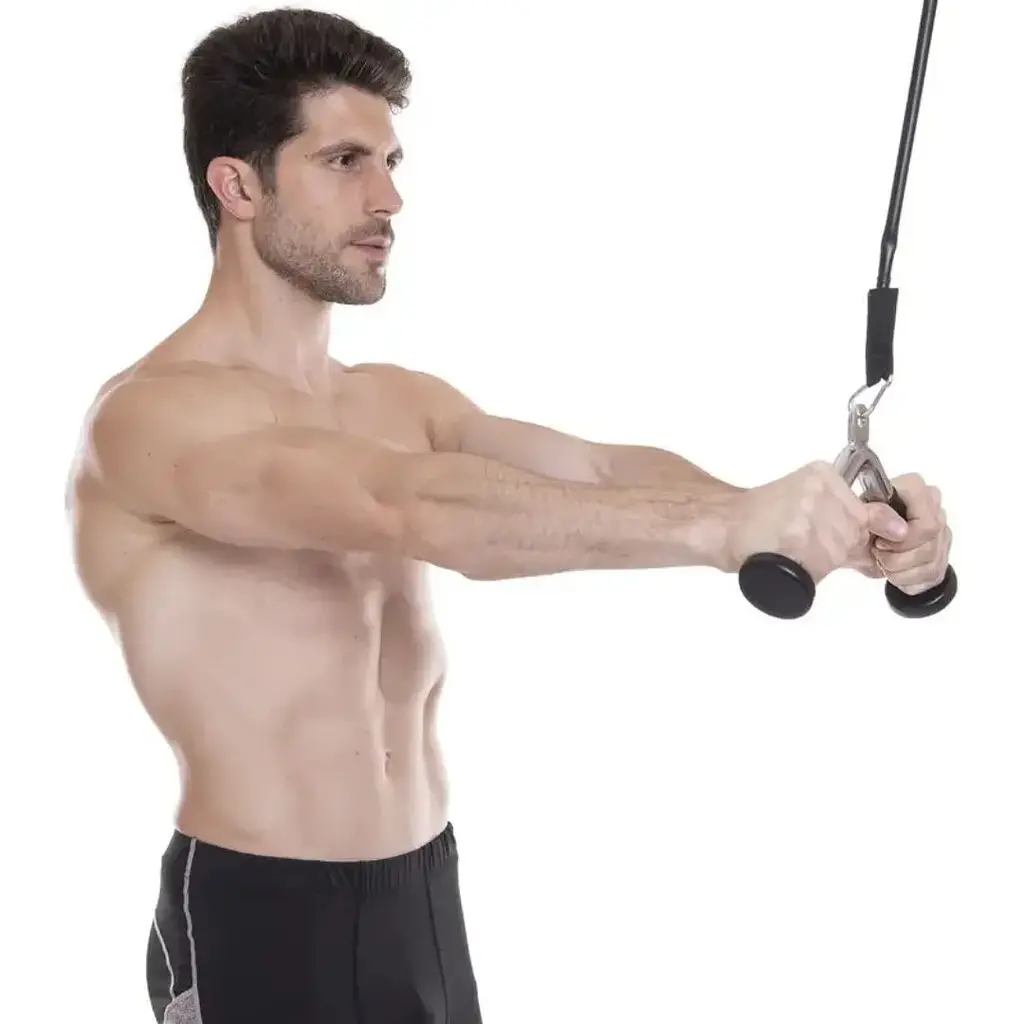 Ручка для тяги York Fitness V-подібна на трицепс з гумовими рукоятками, хром - фото 6