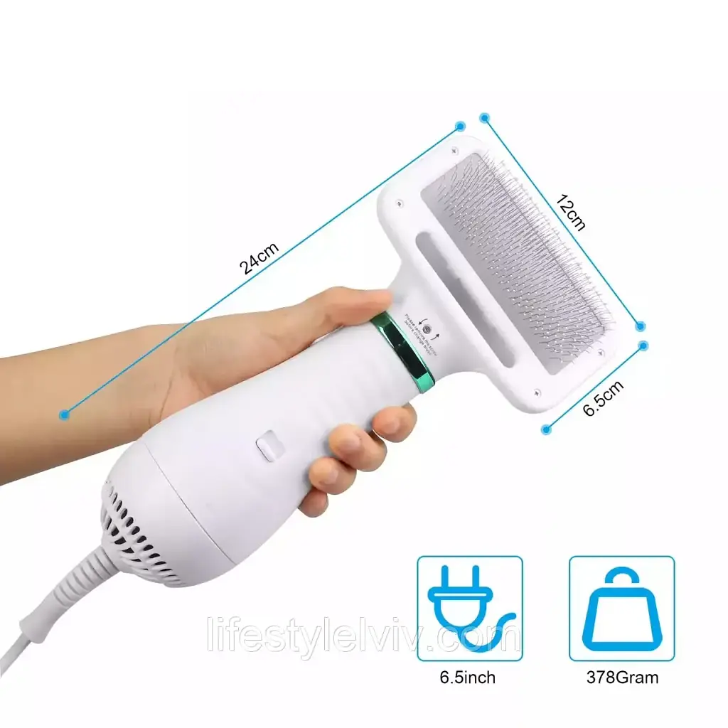 Фен-гребінець для вовни PET GROOMING DRYER WN-10 / Інструменти для грумінгу Переваги: 2 в 1 фен для волосся для домашніх тварин - фото 7