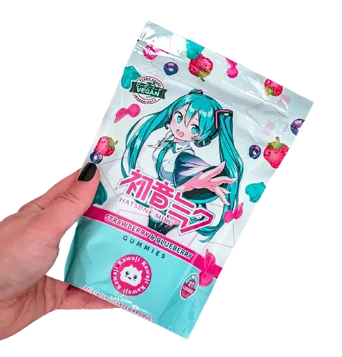 Японські желейні цукерки Hatsune Miku зі смаком полуниці та чорниці 125г - фото 7