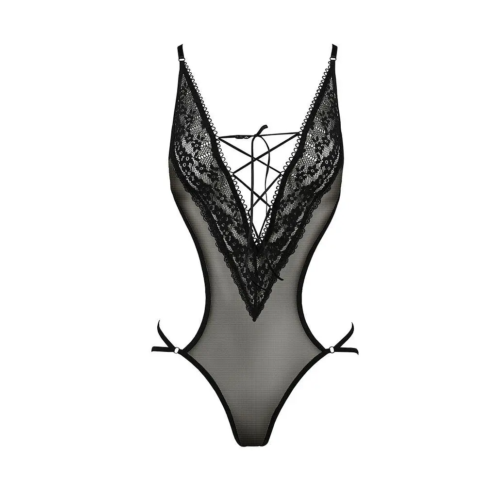 Боди монокини с декольте Passion ERZA Body black L/XL - фото 3